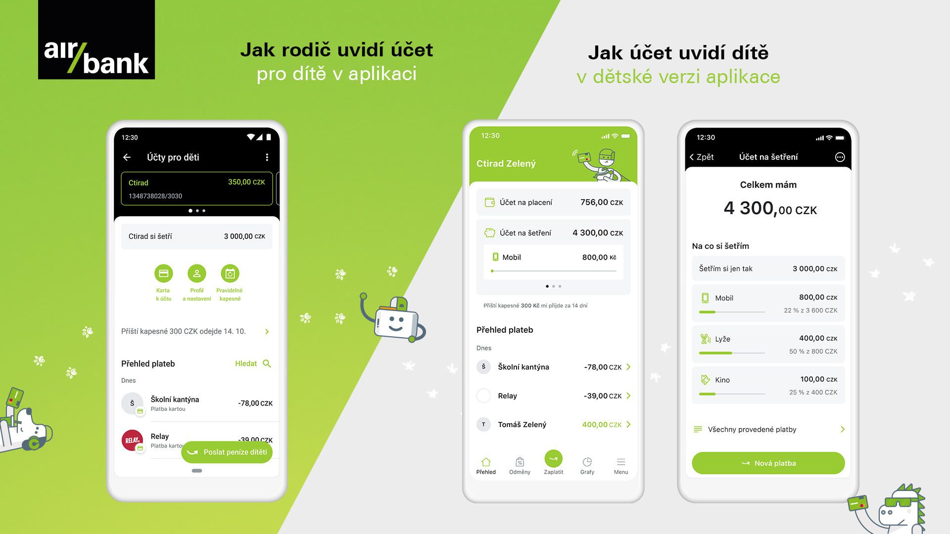 Pravidelné kapesné, šetření s úrokem i snadná kontrola. Air Bank pomůže rodičům uvést děti do světa digitálních peněz
