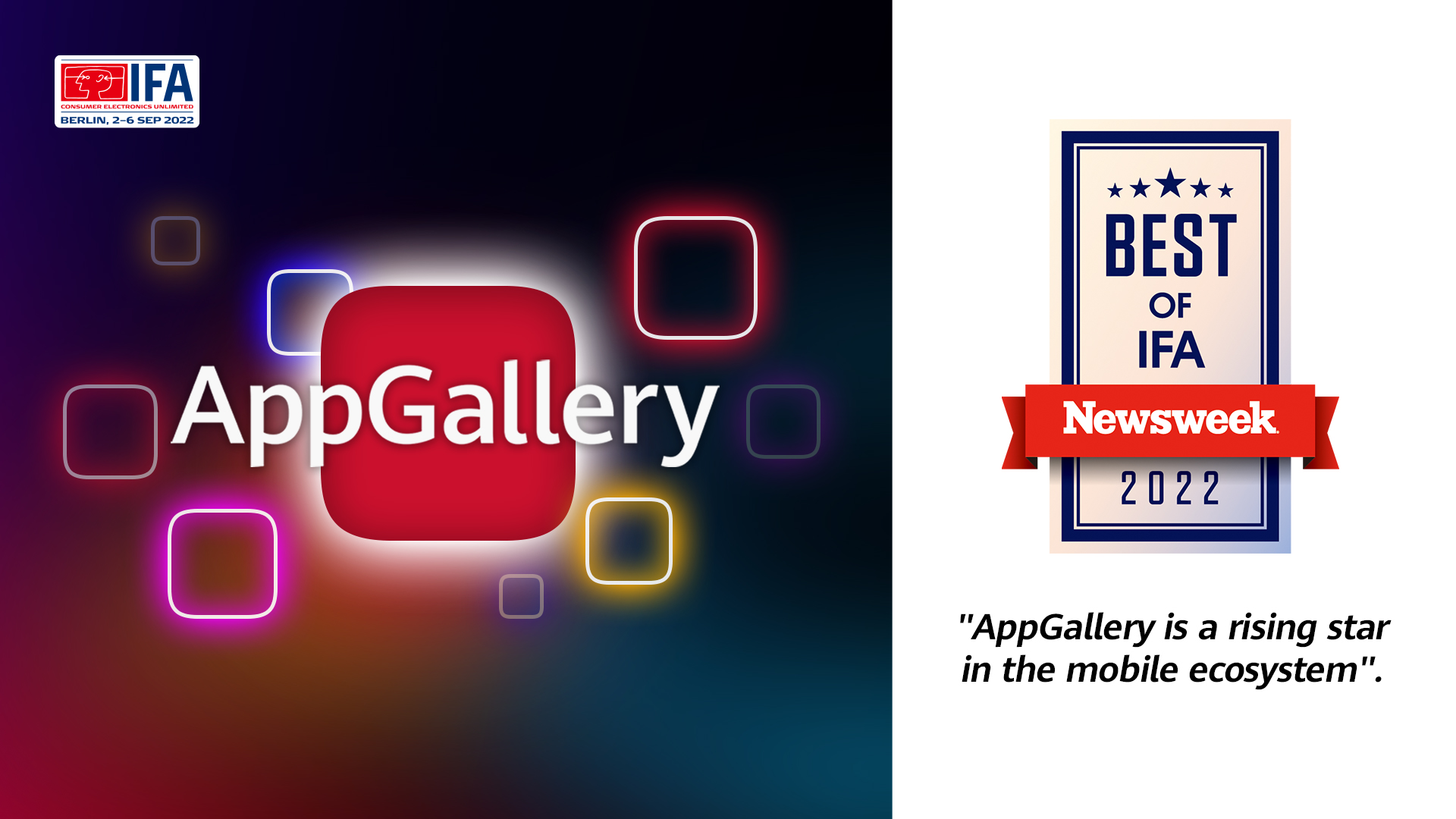 AppGallery je stále oblíbenější. Na veletrhu IFA 2022 byla označena jako vycházející hvězda