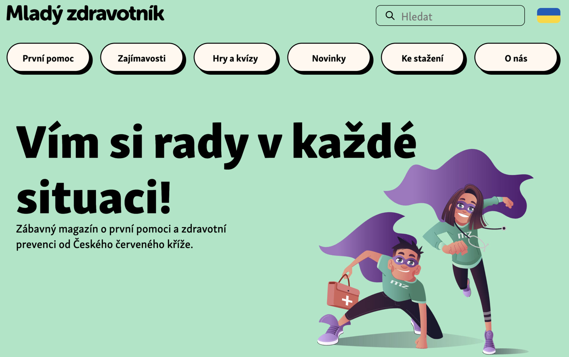 První pomoc hrou. Nový web Českého červeného kříže bude zdarma vzdělávat děti, pomáhají superhrdinové i Tomáš Zonyga