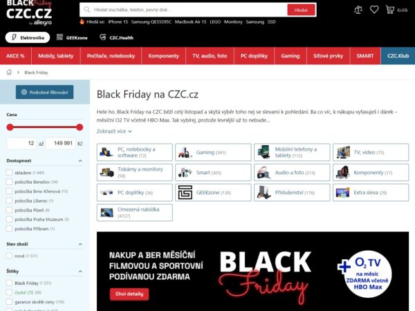 Black Friday v CZC je už v plném proudu a trvá celý listopad: Férové slevy až 30 % na víc než tisíc produktů