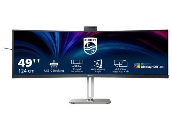 Nový monitor Philips 49B2U5900CH s podsvícením Busylight a webovou kamerou s funkcí Windows Hello™ otevírá nové možnosti spolupráce na pracovišti