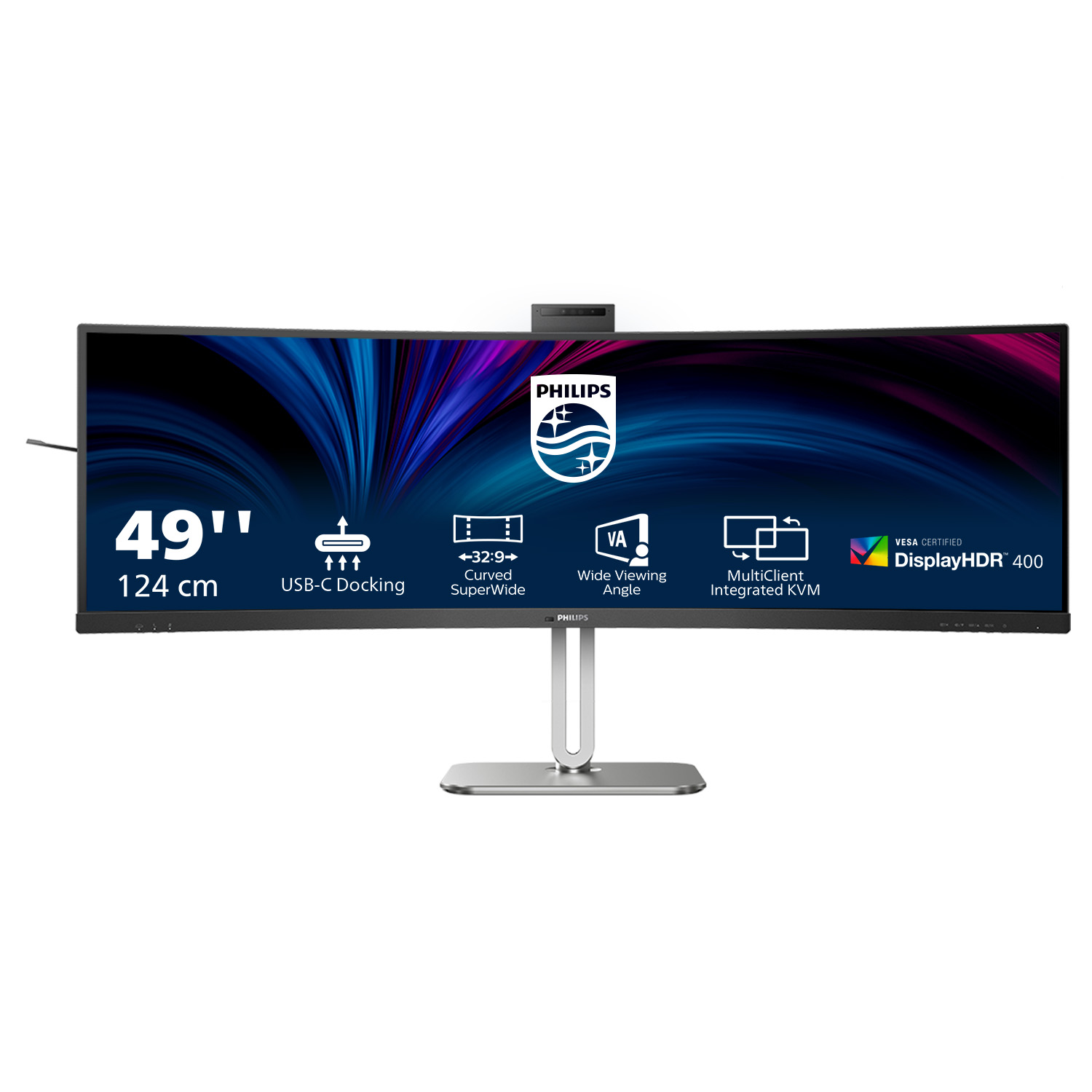 Nový monitor Philips 49B2U5900CH s podsvícením Busylight a webovou kamerou s funkcí Windows Hello™ otevírá nové možnosti spolupráce na pracovišti