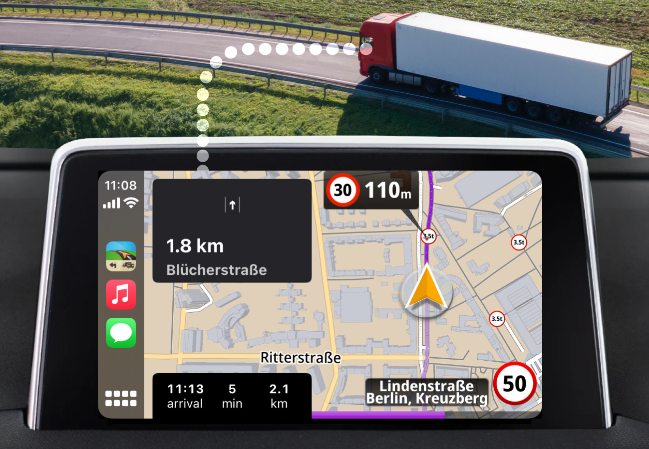 Sygic konečně podporuje CarPlay i ve své GPS navigaci pro kamiony a karavany