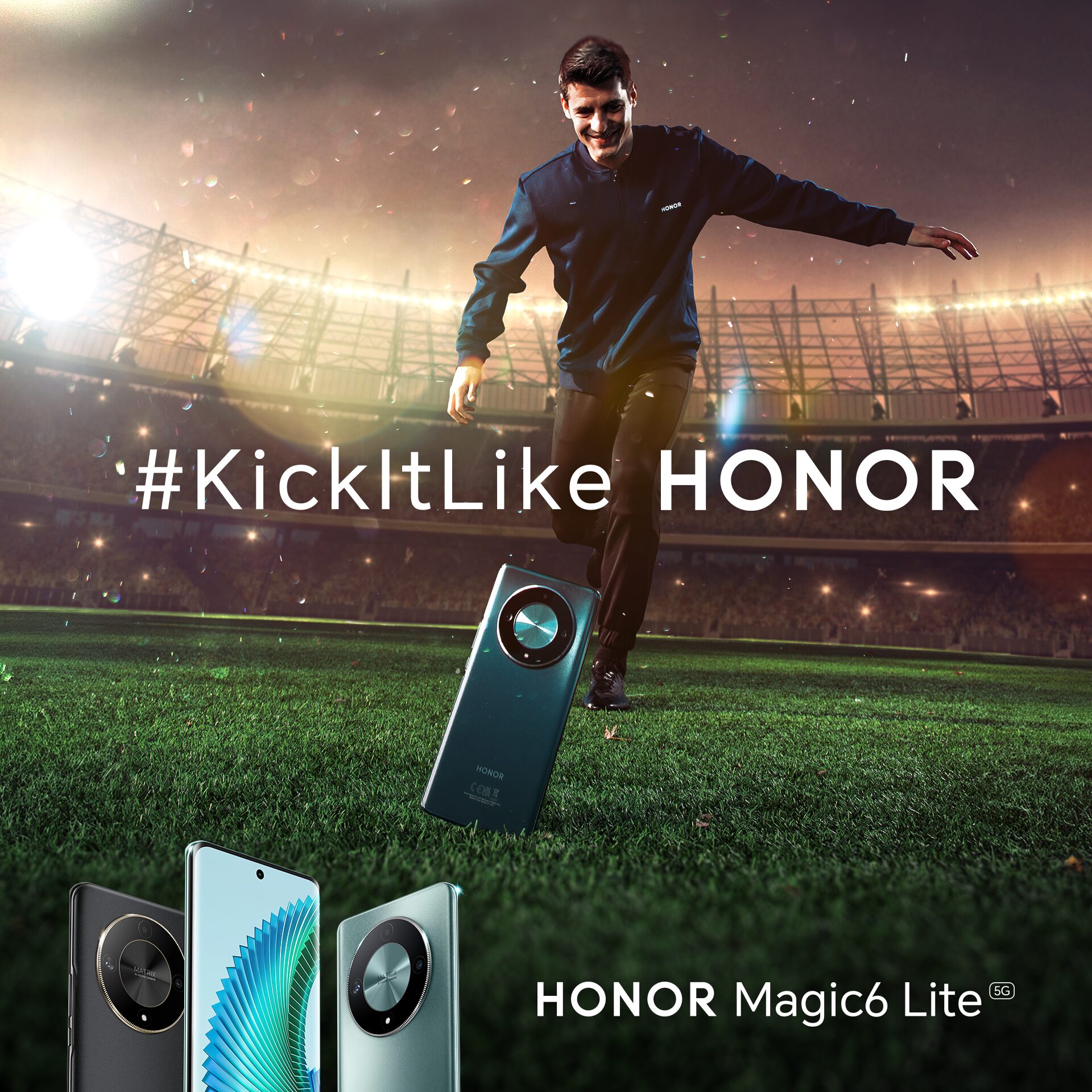 Fotbalová hvězda Alvaro Morata a značka HONOR společně testují odolnost smartphonu HONOR Magic6 Lite
