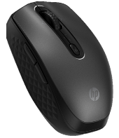 A black computer mouse on a black background  Description automatically generated