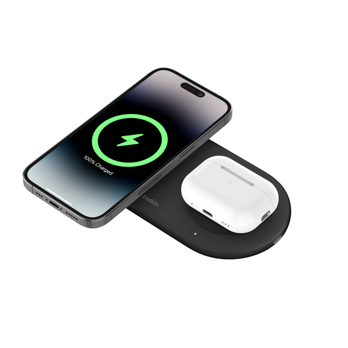 Belkin BoostCharge Pro 2 v 1 podporuje technologii Qi2 a nabíjí současně iPhone a AirPods a další zařízení