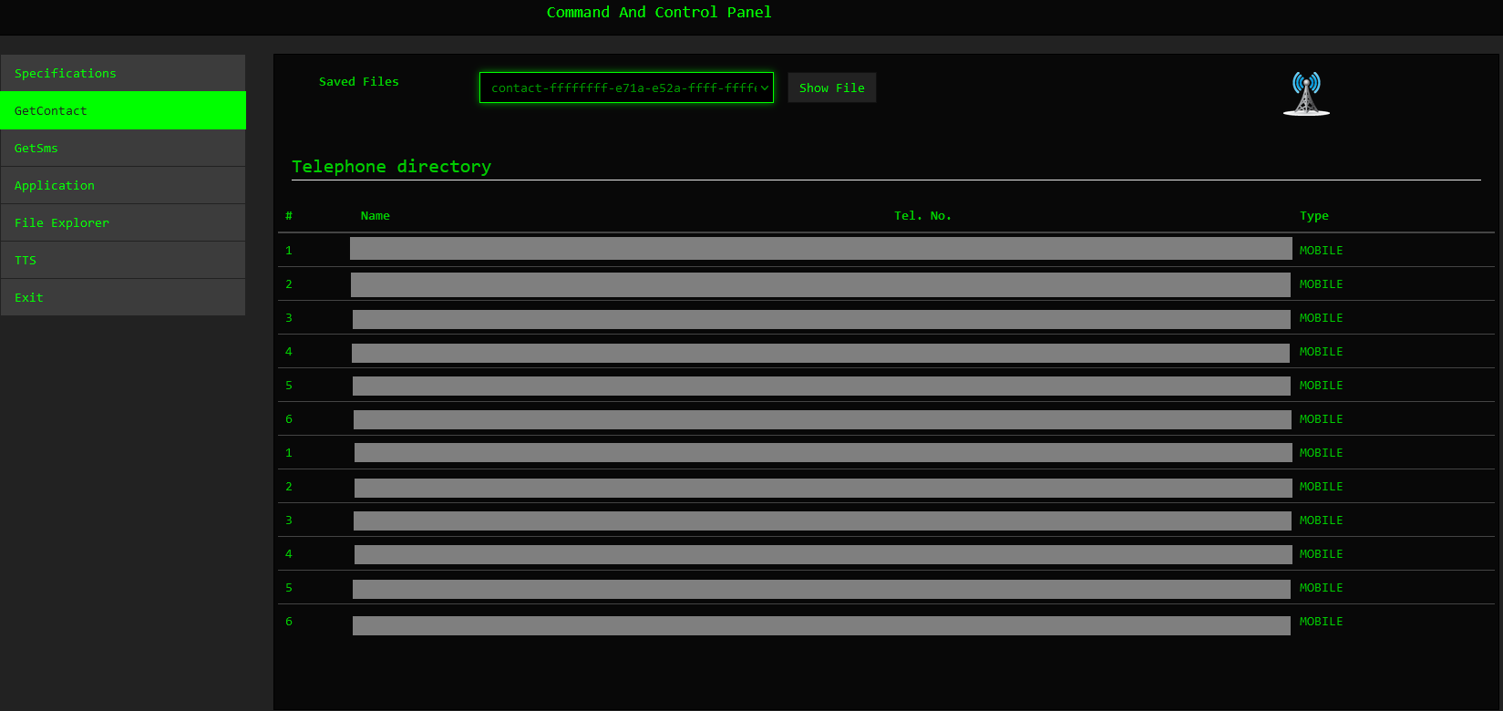 Figure 19 - Contacts List.