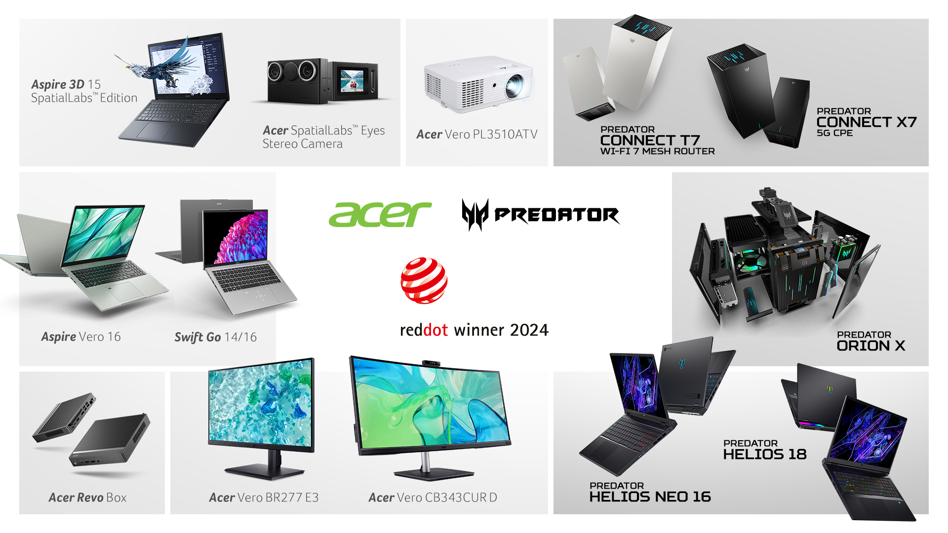 Produkty Acer Vero a Predator Gaming získaly ocenění Red Dot Awards 2024 za design