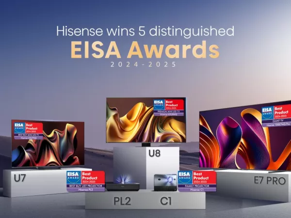 Hisense získává pět ocenění EISA 2024-2025 za inovace a vynikající výsledky