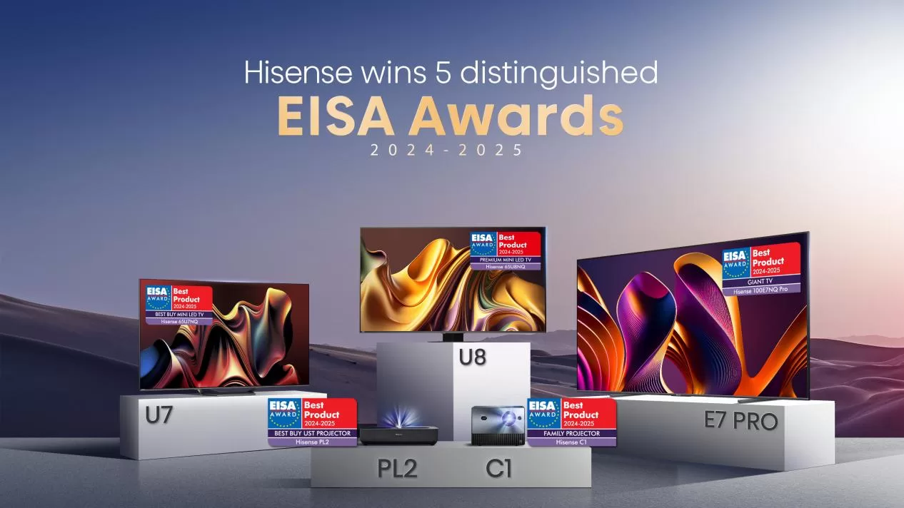Hisense získává pět ocenění EISA 2024-2025 za inovace a vynikající výsledky