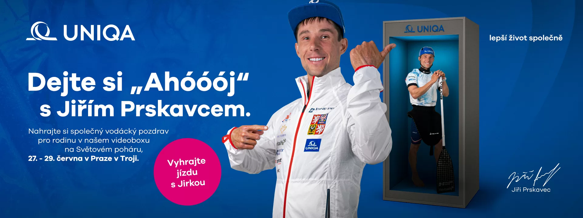 Dvojí role Jiřího Prskavce na Světovém poháru ve vodním slalomu. Zatímco bude závodit, fanoušci se pobaví s jeho hologramem