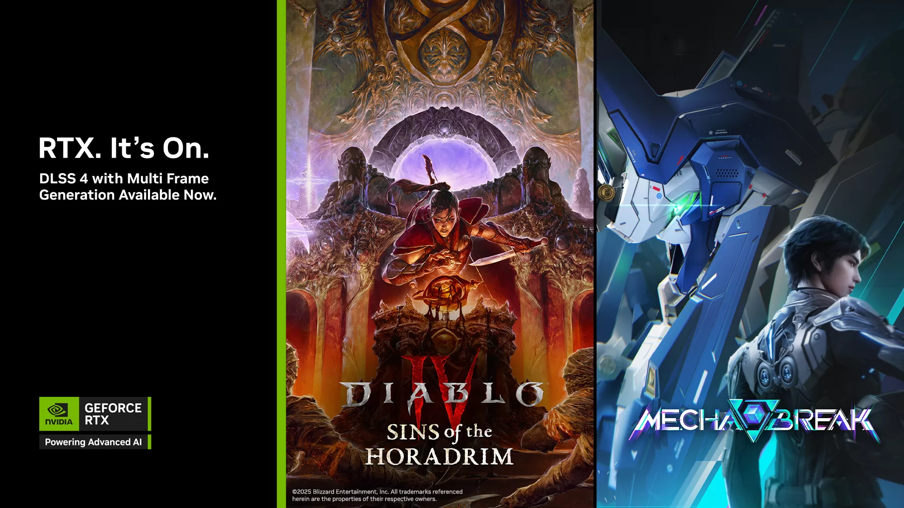 DLSS 4 s Multi Frame Generation v Mecha BREAK a Diablo IV. Vyšly GeForce Game Ready ovladače pro GeForce RTX 5050