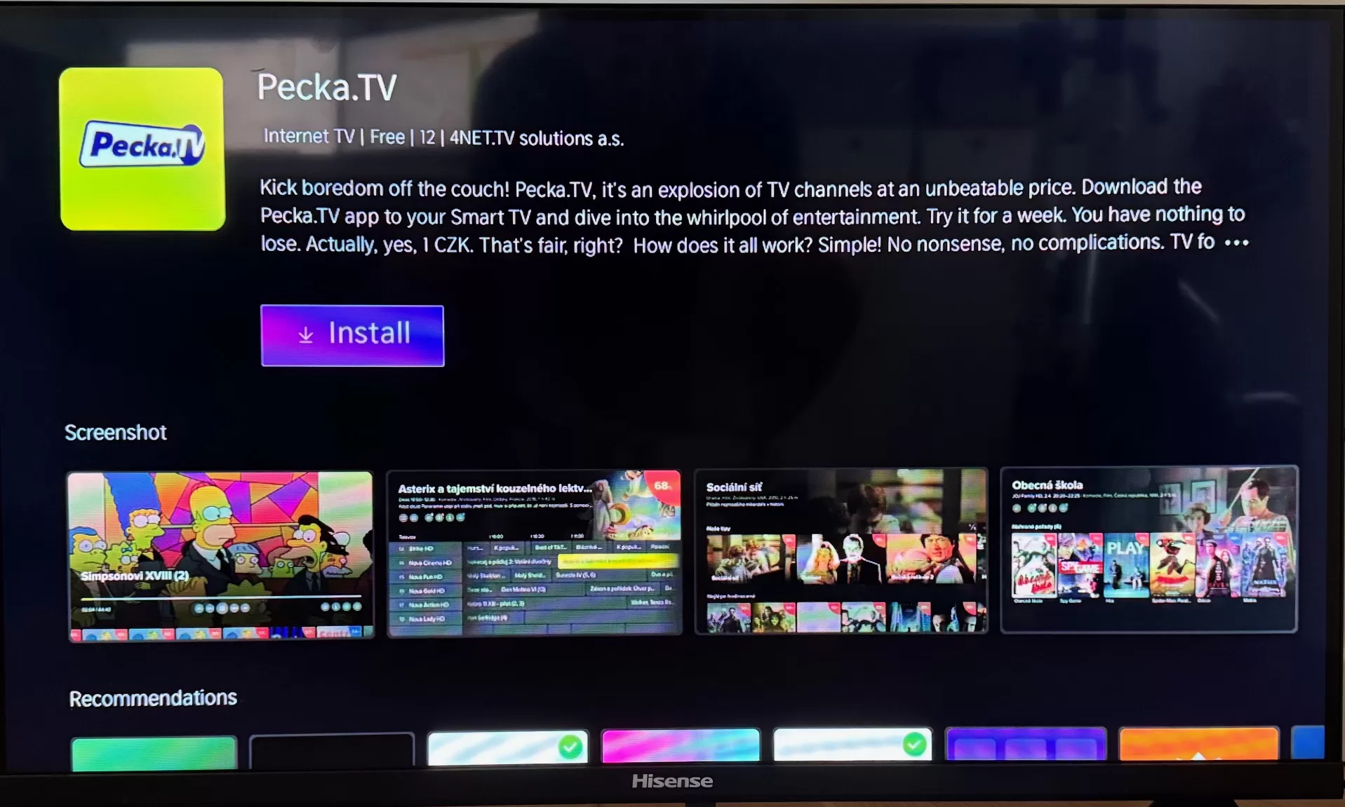 Pecka.TV je nově dostupná i na televizorech Hisense s operačním systémem VIDAA