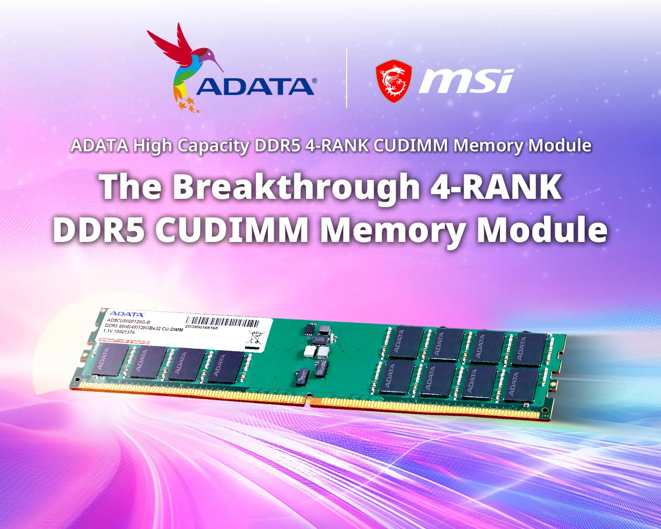 ADATA a MSI uvádí na trh první 4-rank DDR5 CUDIMM paměťový modul na světě