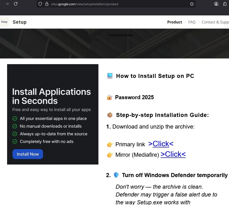 Figure 6 — Google Sites phishing page.
